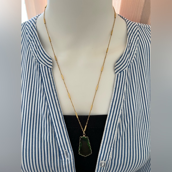 Bohemian Green Crystal Long Necklace - Stylish Large Crystal Necklace - Picture 14 of 14